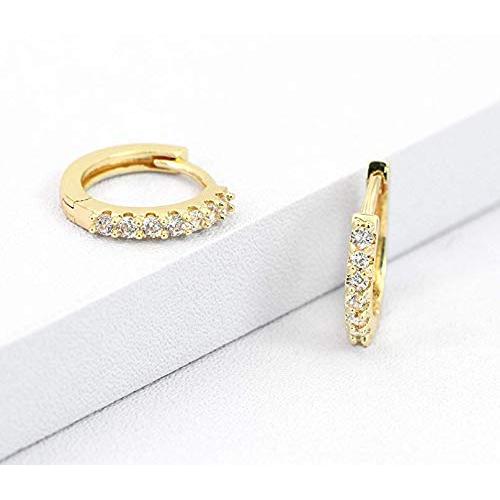 Small Hoop Earrings, 14K Gold Huggie Cubic Zirconia Cartilage Earring for Womensec3